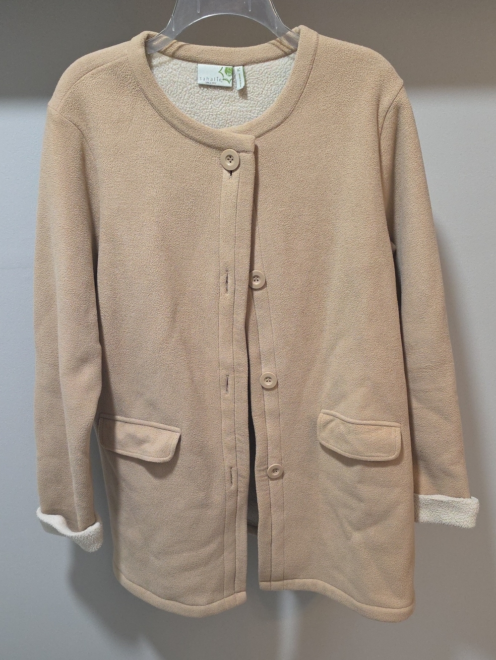 sahalie Beige Cream Fleece Jacket